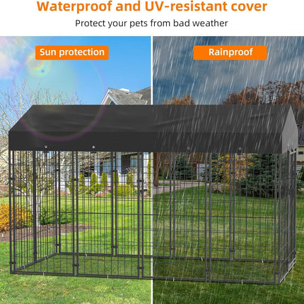 Small Outdoor Dog Kennel Pet Cage with Roof Cover 125x120x165cm.