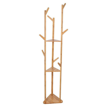 Bamboo Coat Rack Stand with Umbrella Holder - Hanging Storage.