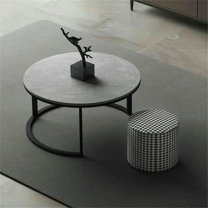 Set of 2 Grey Marble Nesting Coffee Tables 60/80cm.
