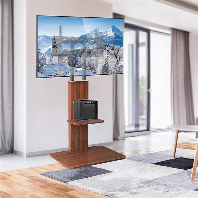 Heavy Duty TV Floor Stand Adjustable Mount 65 Black Brown.