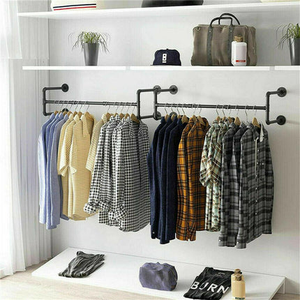 Iron Wall Mounted Clothes Rack with Shelf Garment Display.