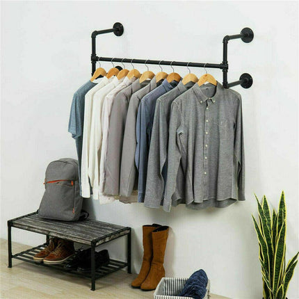 Iron Wall Mounted Clothes Rack with Shelf Garment Display.