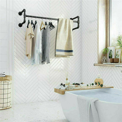 Iron Wall Mounted Clothes Rack with Shelf Garment Display.
