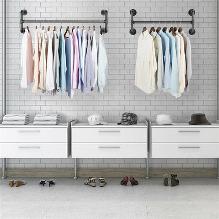 Iron Wall Mounted Clothes Rack with Shelf Garment Display.
