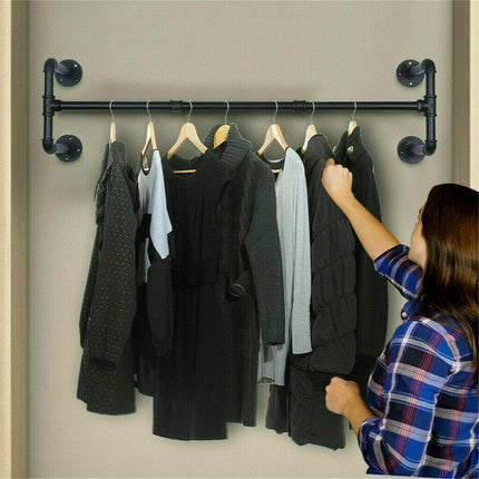 Iron Wall Mounted Clothes Rack with Shelf Garment Display.