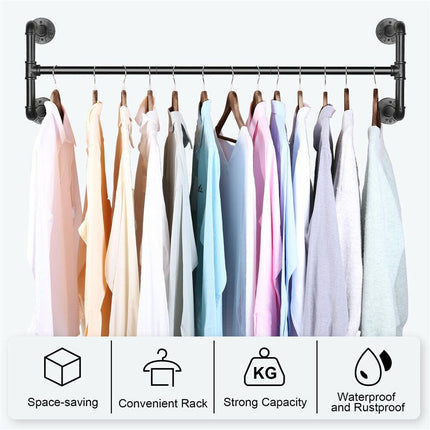Iron Wall Mounted Clothes Rack with Shelf Garment Display.
