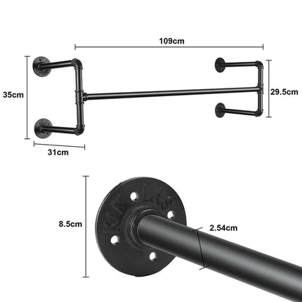 Iron Wall Mounted Clothes Rack with Shelf Garment Display.