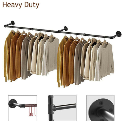 Industrial Iron Pipe Clothes Rail Vintage Wall Shelf.