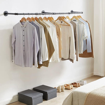 Industrial Iron Pipe Clothes Rail Vintage Wall Shelf.