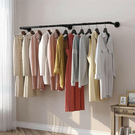 Industrial Iron Pipe Clothes Rail Vintage Wall Shelf.