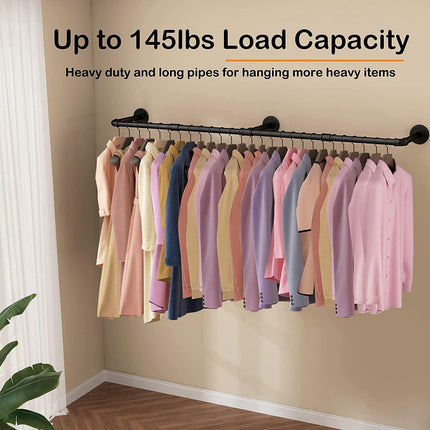 Industrial Iron Pipe Clothes Rail Vintage Wall Shelf.