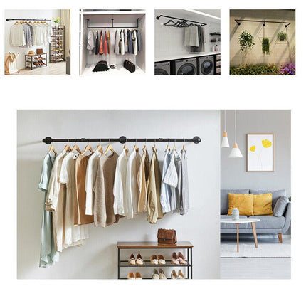 Industrial Iron Pipe Clothes Rail Vintage Wall Shelf.