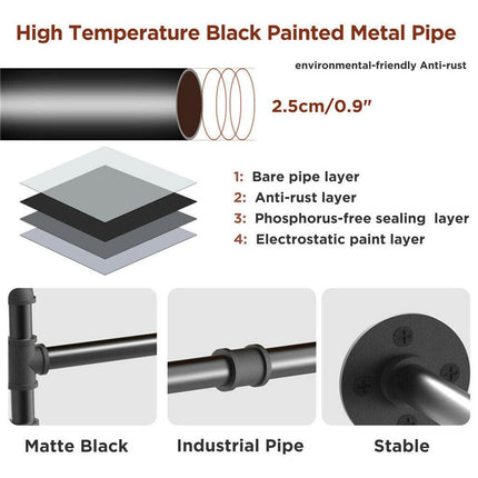 Industrial Iron Pipe Clothes Rail Vintage Wall Shelf.