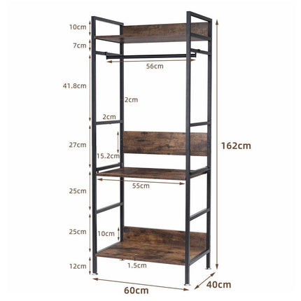 Metal Garment Rack Coat Stand MDF & Iron Organizer.