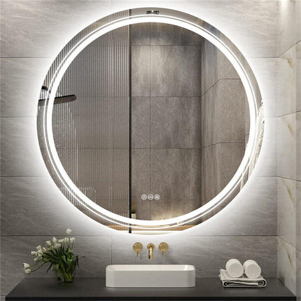 60cm LED Bathroom Mirror Anti-fog Circle Backlit HD.