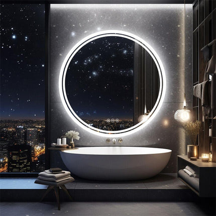 60cm LED Bathroom Mirror Anti-fog Circle Backlit HD.