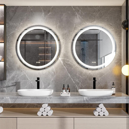 60cm LED Bathroom Mirror Anti-fog Circle Backlit HD.