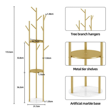 Marble & Metal Coat Rack Stand Heavy Duty.