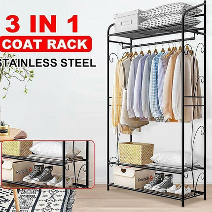 Extra Large Iron Clothes Rack Garment Hanging Stand.