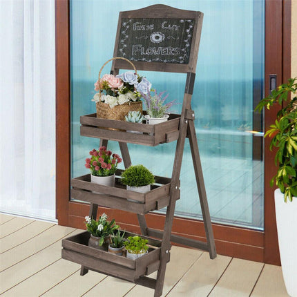 Vintage Wooden Chalkboard Easel 38x50CM with 3 Shelves.