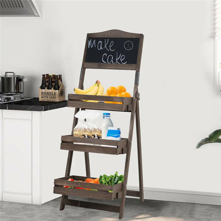 Vintage Wooden Chalkboard Easel 38x50CM with 3 Shelves.