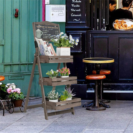 Vintage Wooden Chalkboard Easel 38x50CM with 3 Shelves.