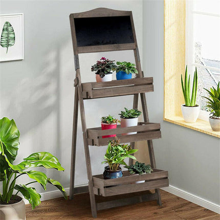 3 Tier Rustic Wood Plant Stand 38CM Corner Shelf.
