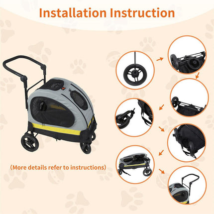 Dog Stroller Car Mounted Outdoor Pet Cart.