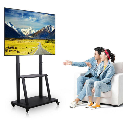 Rolling TV Stand 32-100 w/ Adjustable Mount & 2-Tier Shelf.