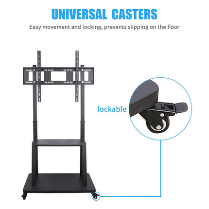 Rolling TV Stand 32-100 w/ Adjustable Mount & 2-Tier Shelf.