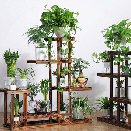 5-Tier Wooden Plant Stand Flower Display Shelf Indoor Outdoor Garden.
