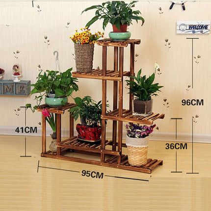 5-Tier Wooden Plant Stand Flower Display Shelf Indoor Outdoor Garden.