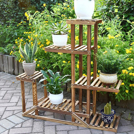 5-Tier Wooden Plant Stand Flower Display Shelf Indoor Outdoor Garden.