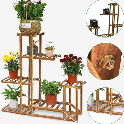 5-Tier Wooden Plant Stand Flower Display Shelf Indoor Outdoor Garden.