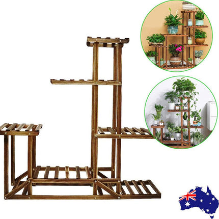 5-Tier Wooden Plant Stand Flower Display Shelf Indoor Outdoor Garden.