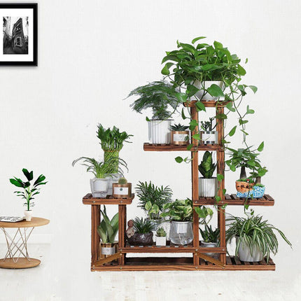 5-Tier Wooden Plant Stand Flower Display Shelf Indoor Outdoor Garden.