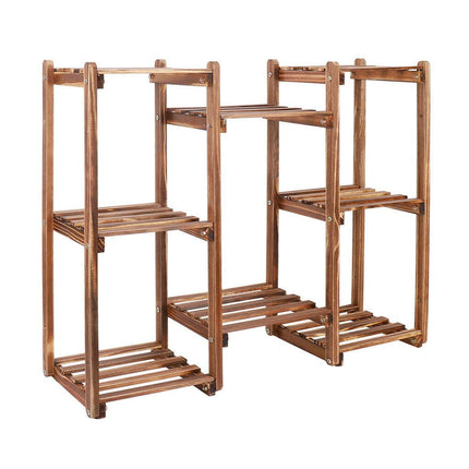 8-Tier Wooden Plant Stand Outdoor Indoor Garden Shelf.