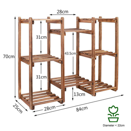 8-Tier Wooden Plant Stand Outdoor Indoor Garden Shelf.