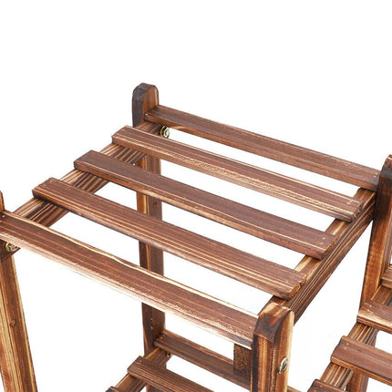 8-Tier Wooden Plant Stand Outdoor Indoor Garden Shelf.