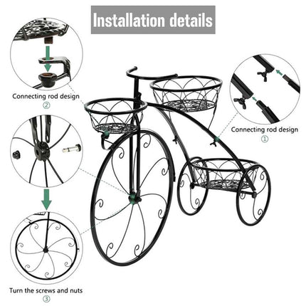 Iron Bicycle Plant Stand Rack Indoor Outdoor Garden.