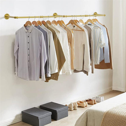 Vintage Iron Clothes Rail Gold Wall Mounted Garment Rack.