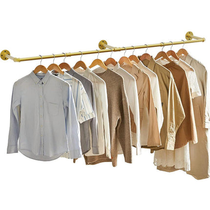 Vintage Iron Clothes Rail Gold Wall Mounted Garment Rack.