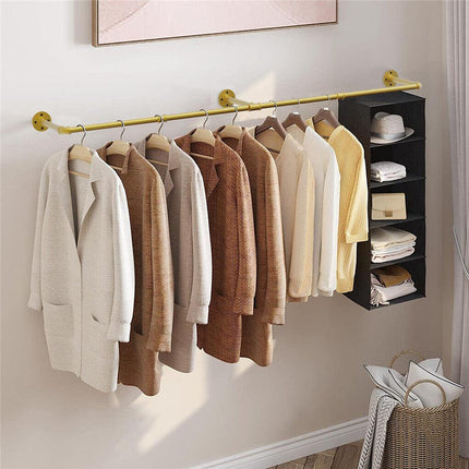 Vintage Iron Clothes Rail Gold Wall Mounted Garment Rack.