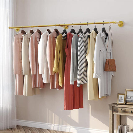 Vintage Iron Clothes Rail Gold Wall Mounted Garment Rack.