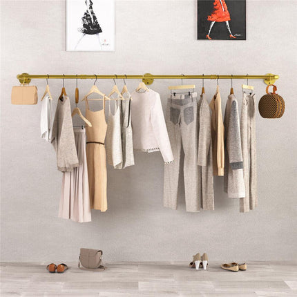 Vintage Iron Clothes Rail Gold Wall Mounted Garment Rack.