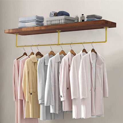 Vintage Iron Clothes Rail Gold Wall Mounted Garment Rack.