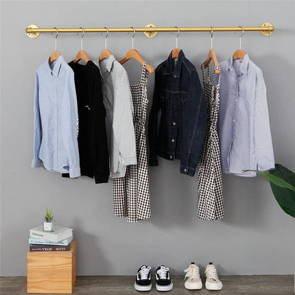 Vintage Iron Clothes Rail Gold Wall Mounted Garment Rack.