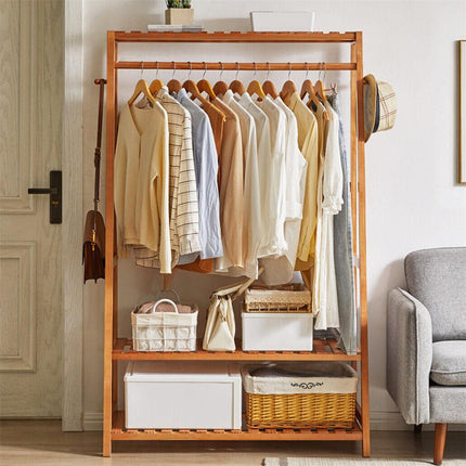 Bamboo Garment Rack Portable Laundry Storage Nature -.