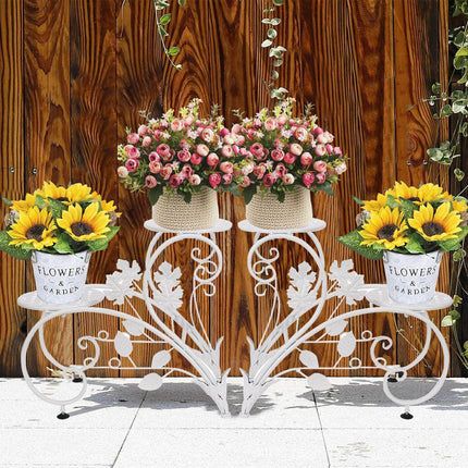 Set of 2 Plant Stand Wedding Garden Flower Shelf Rack.