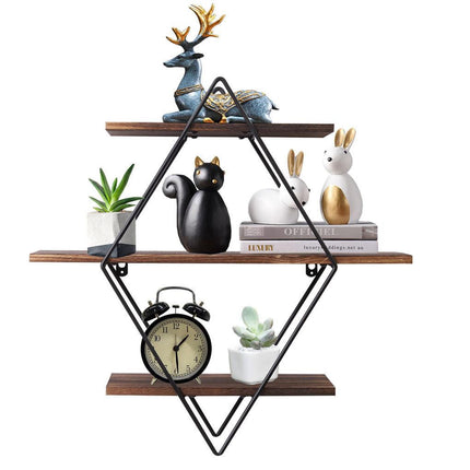 3 Tier Diamond Metal Floating Shelves Wall Mounted Display.